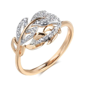 Latest Fashion Crystal Flower Rolled 14K Rose Gold Micro-wax Inlay AAA Zircon Diamonds Fine Vintage Rings for Women